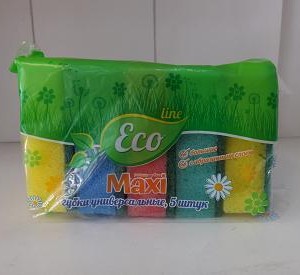 Губка д/посуды "Eco line" Макси (5шт/уп) 436459 [24190]                            ОСТАТОК: 0шт.